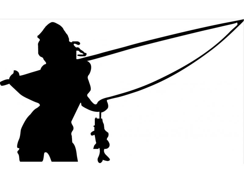 Fishing Gal Silhouette Decal, 6.5 x 11